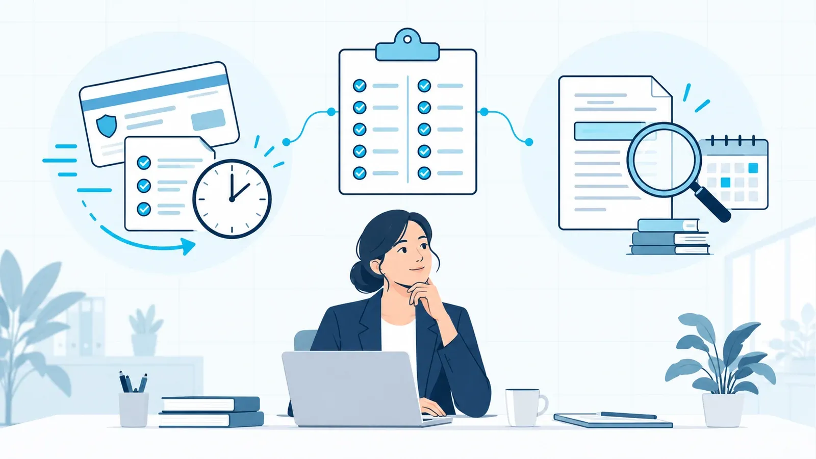 Healthcare operations illustration comparing automated insurance checks with the staff review and evidence needed to resolve exceptions