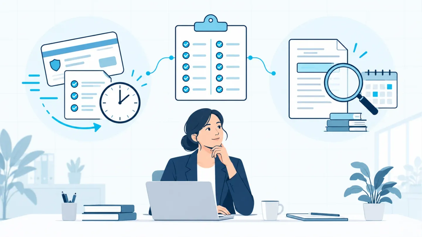 Healthcare operations illustration comparing automated insurance checks with the staff review and evidence needed to resolve exceptions