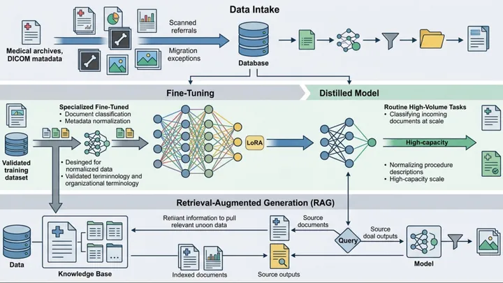 Fine-Tuning and Distillation for Healthcare Archive AI: A Practical Playbook