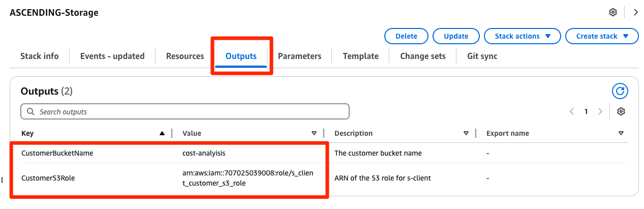 Cloudformation screenshot